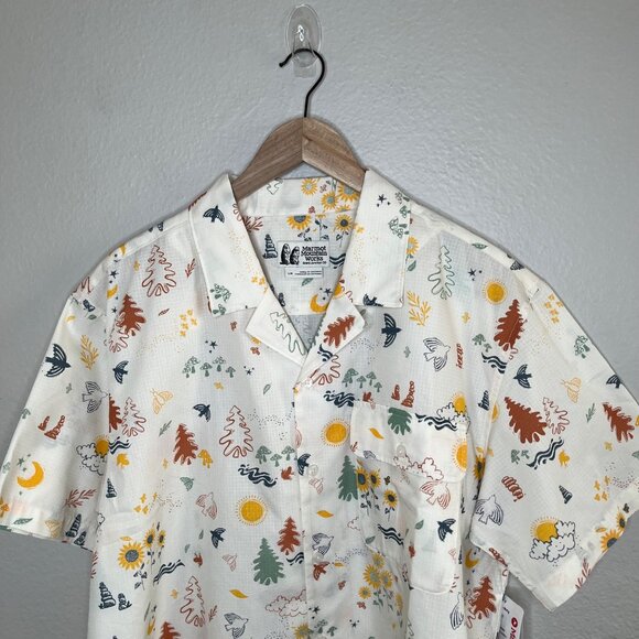 Marmot Muir Camp Novelty Short Sleeve Button Down Shirt L Cream multicolor - Picture 3 of 12